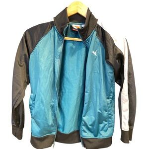 PUMA Boys Jacket Small Black ‎ Green Full Zip With Pockets Casual Sports